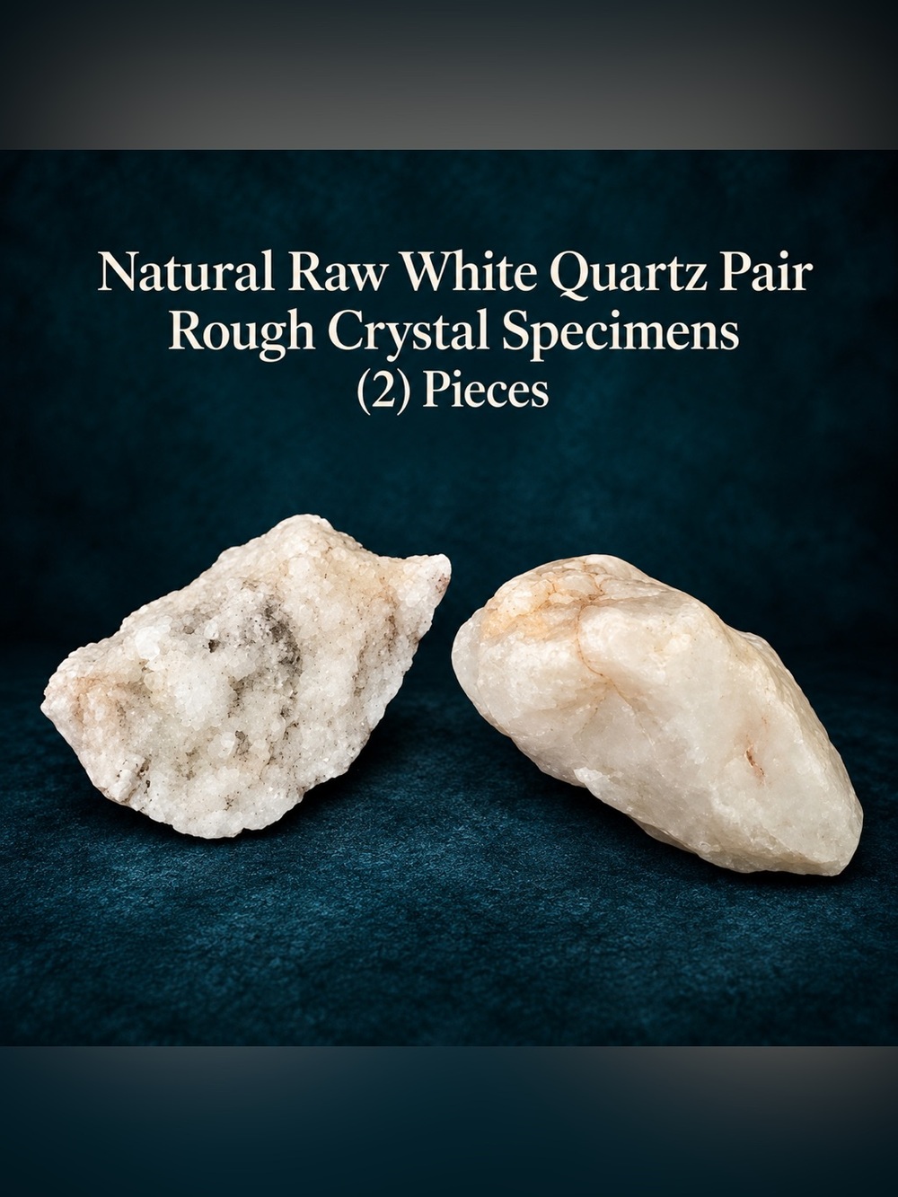 Natural Raw White Quartz Crystal Pair – Rough Specimens